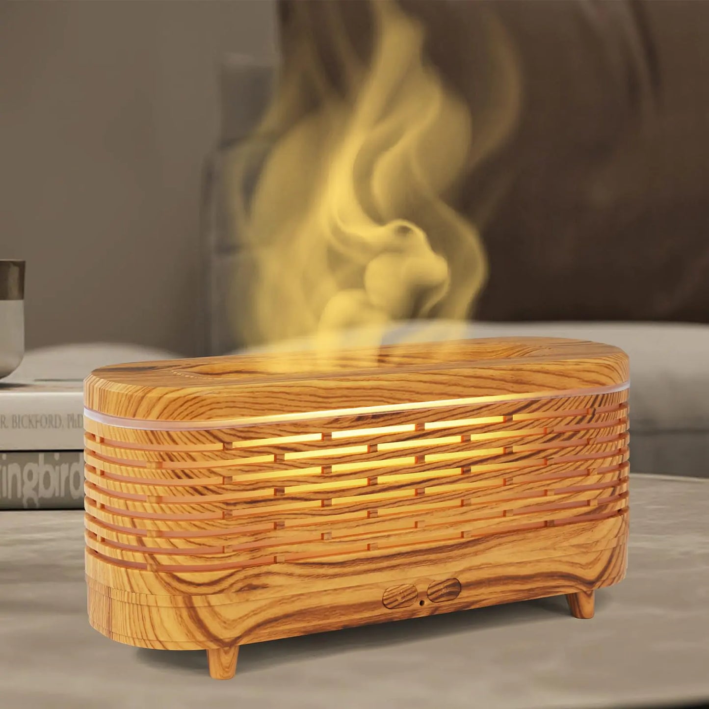 Simulated Flame Essential Oil Diffuser (Woodgrain)